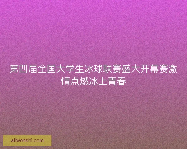 第四届全国大学生冰球联赛盛大开幕赛激情点燃冰上青春